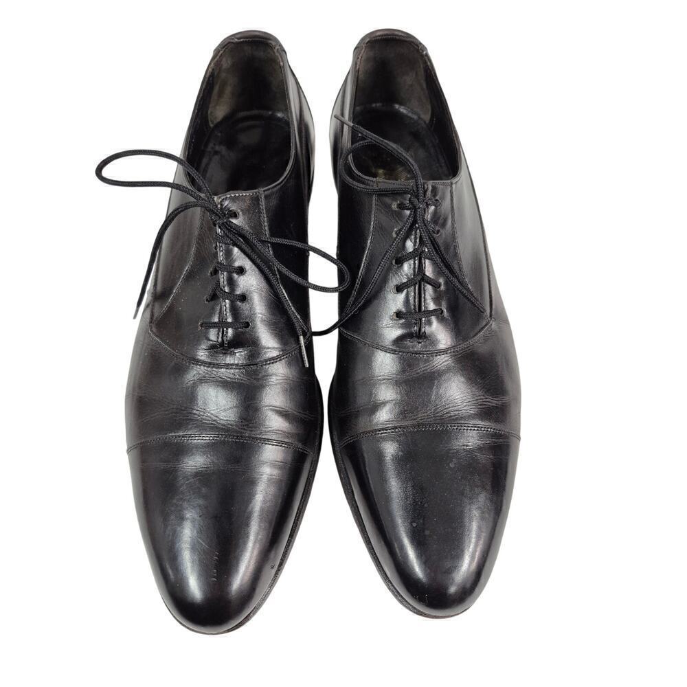 Mens Vtg The Florsheim Dress Shoes Black leather 9B Leather SOles
